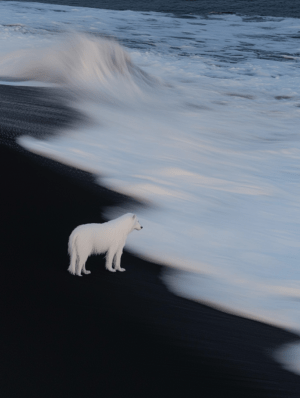white fox painting