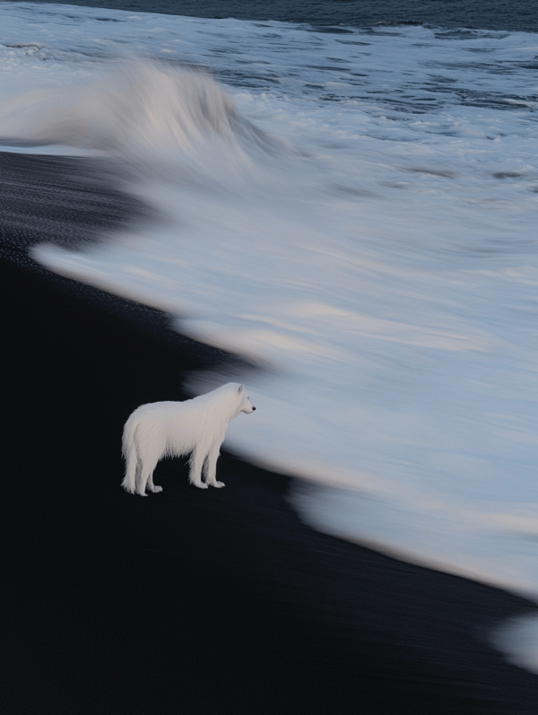 white fox painting