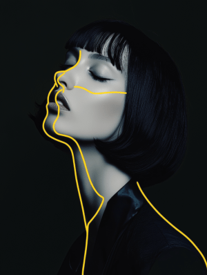 yellow lines portrait art