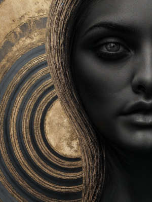 gold and gray painting