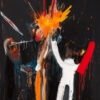 Abstract expressionist painting with vigorous brushstrokes and dramatic color contrasts.