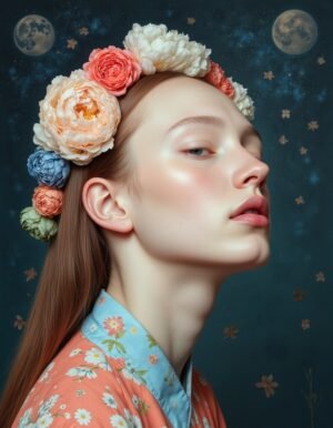 peony crown portrait