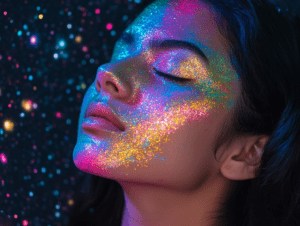 glittery face portrait