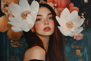 portrait woman floral