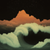 A dramatic wave crashes against a glowing sky, with cosmic elements highlighting the harmony between the sea and the universe.
