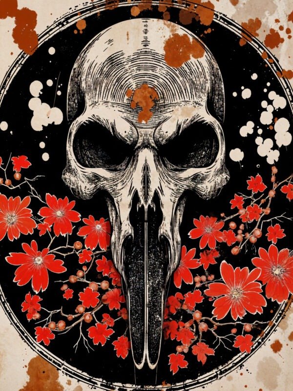 flamingo skull art